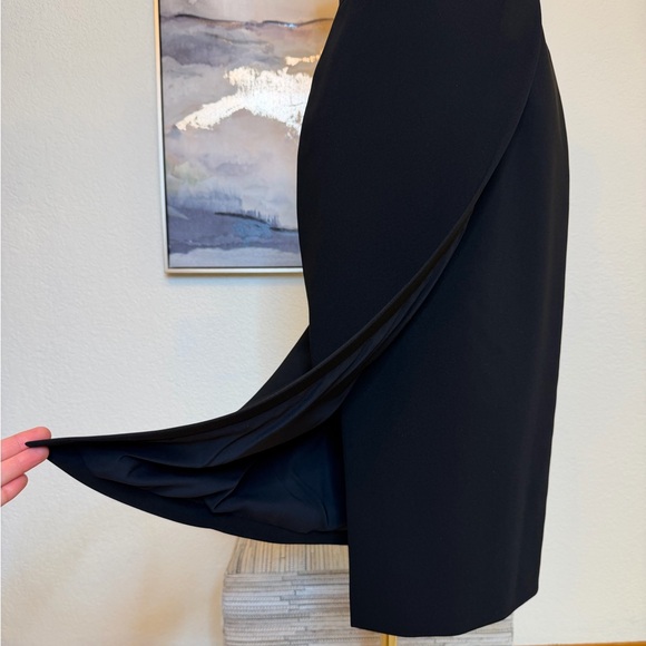 Alice + Olivia Black Faux Wrap Silhouette Asymmetrical Dress - Picture 9 of 16